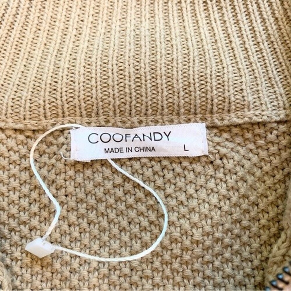 NWOT Coofandy Zipper Front Knit Preppy Cardigan Large - Picture 6 of 6